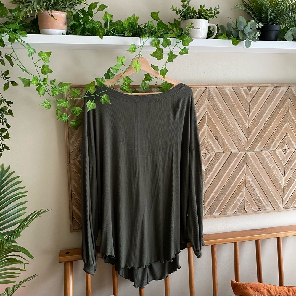 Free People Shimmy Shake Green Tunic Top